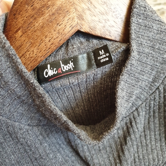 Grey ribbed turtleneck - Picture 5 of 6